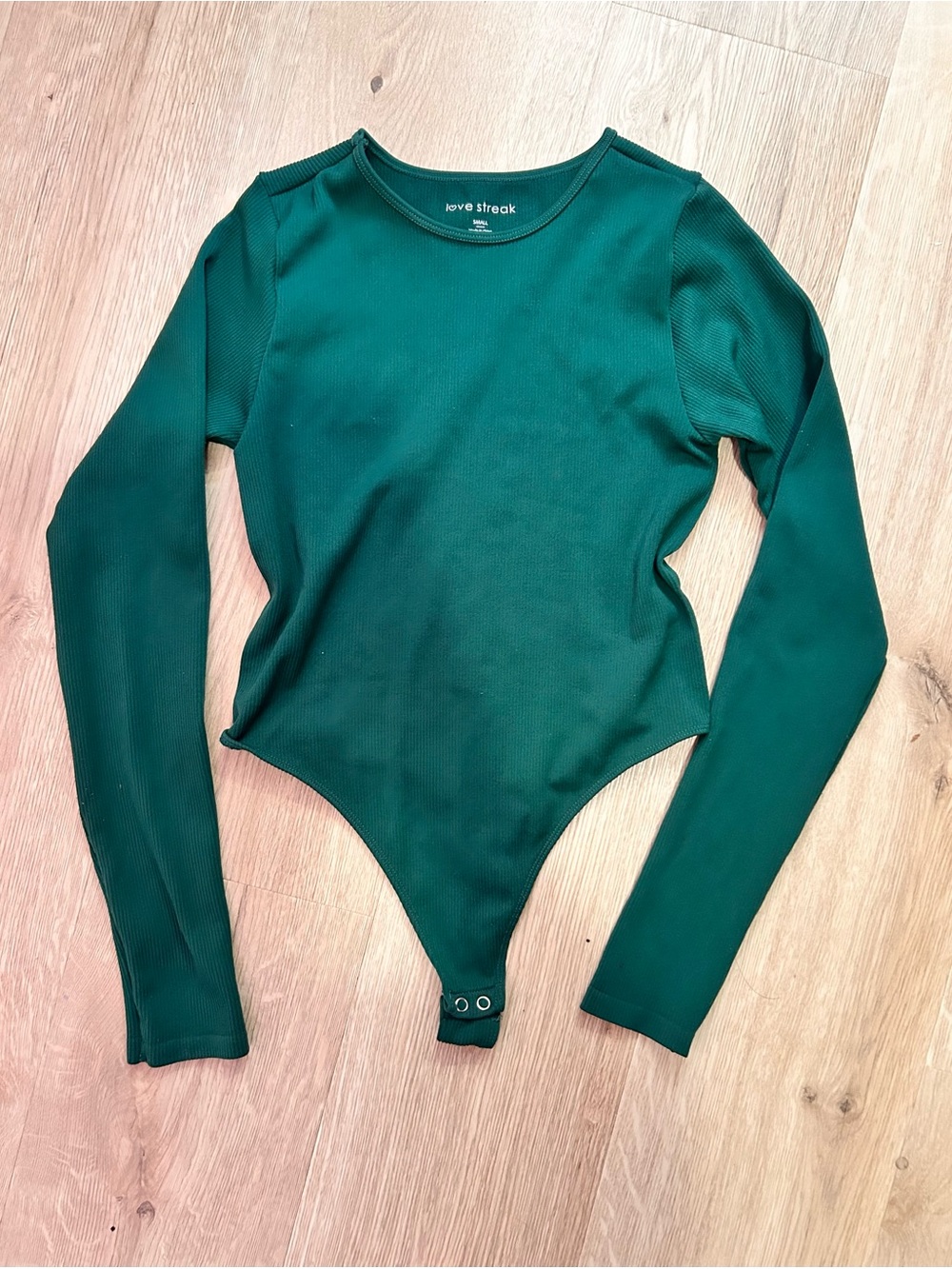 Love Streak Women's Long Sleeve Emerald Green Bodysuit